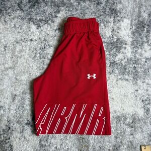 Under Armour Mens Red Graphic Athletic Shorts Size Small Basketball Gym Training
